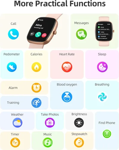 Miniatura 7 de Parsonver Reloj inteligente para teléfonos iOS y Android (respuesta/hacer llamadas), relojes de pantalla HD para mujeres, reloj de seguimiento