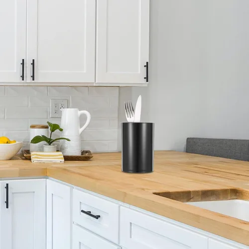 Miniatura 6 de UPKOCH Soporte para utensilios de cocina negro, organizador de encimera, tubo de almacenamiento compacto para cubiertos y cubiertos, organizador