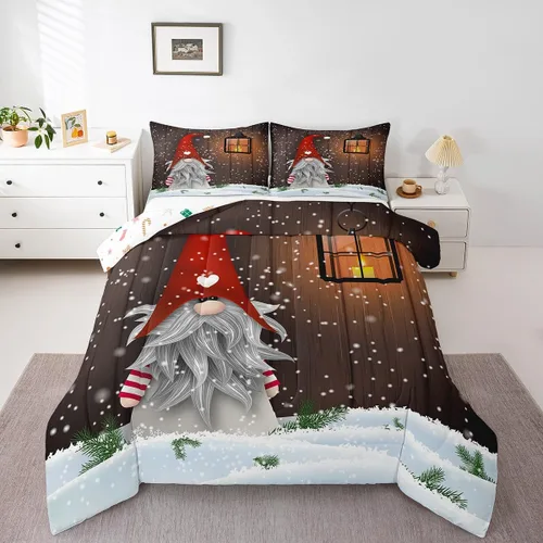 Miniatura 22 de Erosebridal Juego de edredón de Papá Noel tamaño matrimonial para niños y niñas, edredón de plumón de Feliz Navidad, juego de ropa de cama
