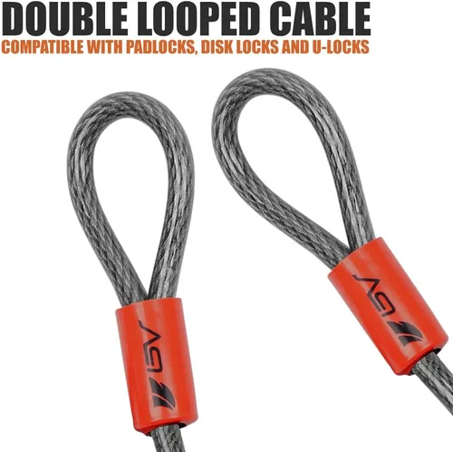 Miniatura 7 de BV Candado de seguridad de cable resistente de 4 pies con bucles – Cable de alambre trenzado de acero extra grueso de 10 mm (3/8"), resistente a