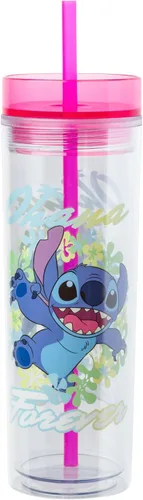 Miniatura 17 de Silver Buffalo Disney Lilo y Stitch Saludos desde Hawái con Scrump, Vaso de doble pared con forma de piña, 473 ml (16 oz)