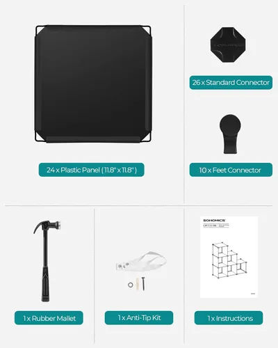 Miniatura 8 de Organizador de plástico Songmics 3 pisos, bricolaje cubeta de almacenamiento, clóset estantería 6 cubos, Estantería mueble negro ulpc06h