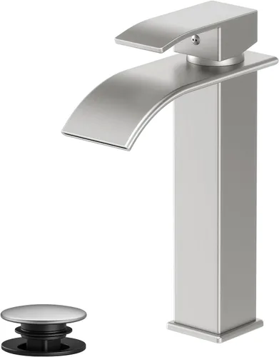 Miniatura 11 de Ryuwanku Grifo de Baño Negro Mate Moderno de Cascada para Lavabo de Baño con Mango Único Adecuado para 1 o 3 Orificios, Incluye Placa de Cubierta