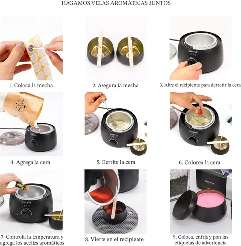 Miniatura 6 de SAEUYVB Kit de fabricación de velas para adultos con placa caliente, suministros de fabricación de velas de soja para principiantes, perfecto como