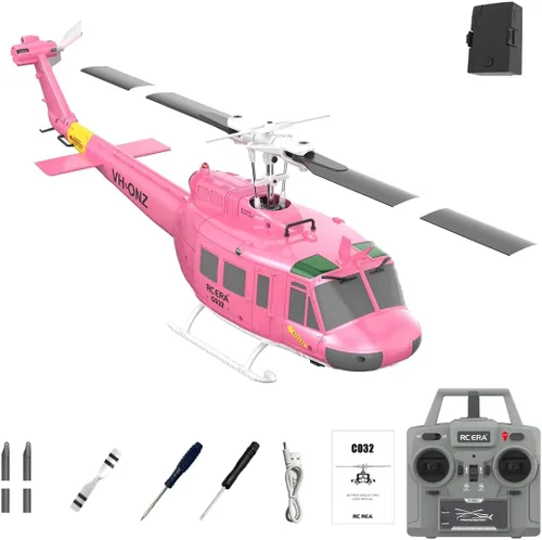 Miniatura 17 de RC ERA C032 Helicóptero RC, Helicóptero RC UH-1 Huey Flybarless de escala 1/48 2.4G 6CH, estabilización de giroscopio de 6 ejes, con mantenimiento