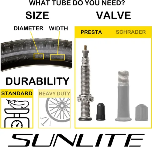 Miniatura 2 de Sunlite Tubos de bicicleta de válvula Presta estándar
