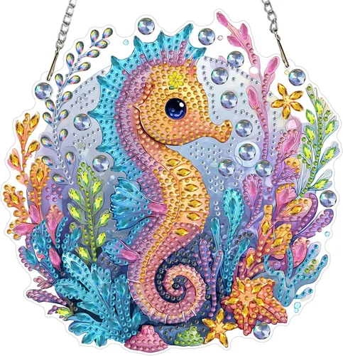 Miniatura 18 de EOBROMD Kits de arte colgante de diamantes para adultos, atrapasoles de animales de pájaros, pintura de arte de diamante, kits de diamantes