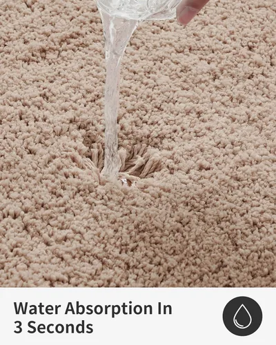 Miniatura 4 de ILANGO Alfombras de Baño Beige 32" × 20" Antideslizantes y Súper Absorbentes Extra Gruesas Suaves, Alfombra de Baño Lavable para Piso, Alfombra