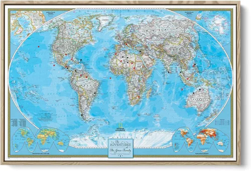 Miniatura 7 de National Geographic - Mapa de viaje – Póster de lienzo con mapa del mundo clásico con alfileres – Mapa personalizado del mundo – Grande 24 x 36