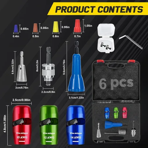 Pelacables para taladro - 2025 Herramienta eléctrica mejorada de pelado y torsión de cables para AWG 14-12-10, herramienta pelacables para taladro