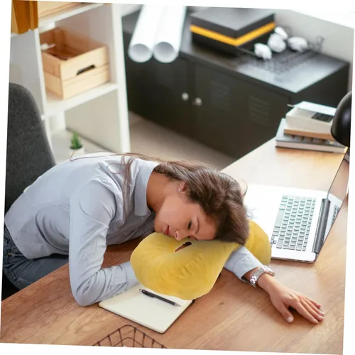 Miniatura 6 de Almohada suave con forma de dona, almohada de espuma viscoelástica para dormir boca abajo, malla transpirable, color amarillo
