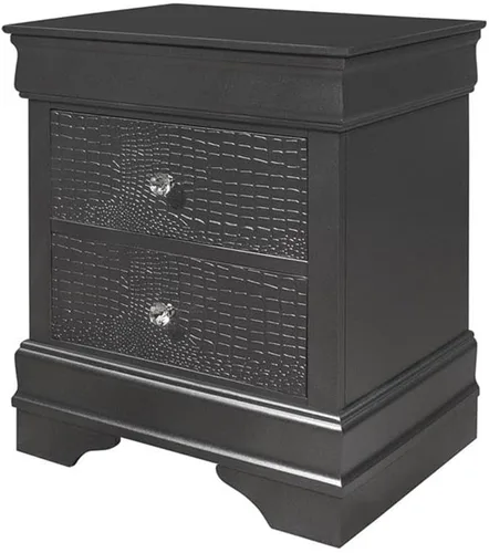 Miniatura 5 de Global Furniture USA Pompei - Mesita de noche con acabado gris, gris metálico