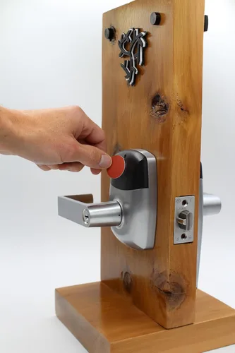 Miniatura 8 de Cerradura de puerta con palanca comercial RFID, aplicación de sistema de control de acceso, incluye 2 tarjetas NFC (mano izquierda)