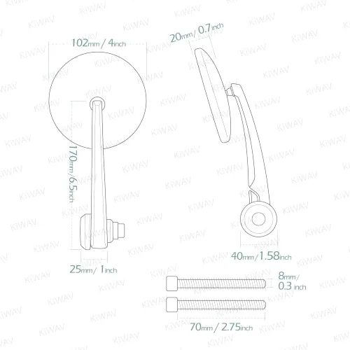 Miniatura 4 de KiWAV Magazi Eclipse - Espejos redondos para motocicleta, color negro, compatible con Indian Scout Bobber 2-Negro