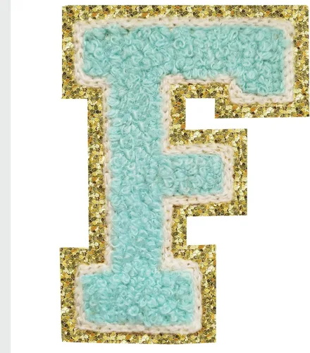 Miniatura 21 de SPRT - Parches de letras de chenilla universitaria con purpurina, parche de letras blancas para planchar con letras del alfabeto para disfraz