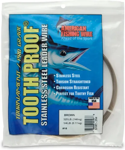 Miniatura 53 de AFW Alambre Líder Duro de Una Hebra de Acero Inoxidable a Prueba de Dientes - Brillante y Camuflaje para Tiburón, Barracuda, Caballa Real, Wahoo