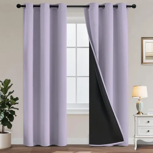 Miniatura 294 de Yakamok Cortinas negras, cortinas de ventana con aislamiento térmico y eficiencia energética para dormitorio, cortinas opacas completas y cortinas