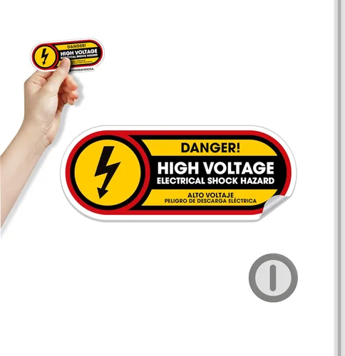 Bilingual Danger - Adhesivo de alto voltaje | Pegatina pequeña de peligro de descarga eléctrica | Vinilo mate permanente | 1 paquete de calcomanías
