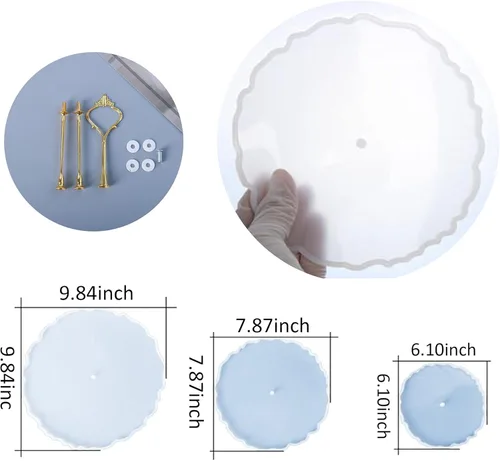 Miniatura 5 de Molde de silicona de resina de 3 niveles para tartas y postres, juego de moldes de fundición epoxi con accesorios de hardware para bricolaje