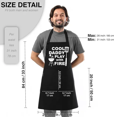 Miniatura 6 de TOSHE Delantal de Cocina Resistente a Gotas de Agua de Algodón con Delantales Ajustables para Mujer con Bolsillos 12 Opciones de Color Cocina Negro