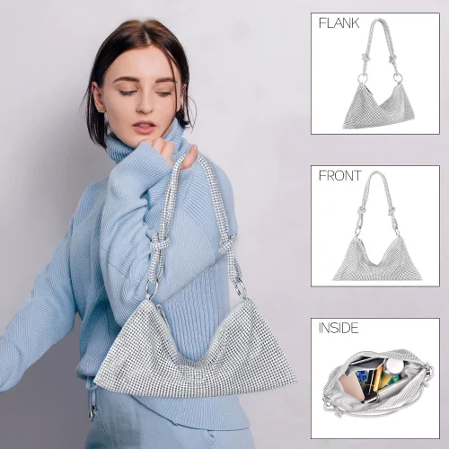 Miniatura 2 de Evening Bag Clutch Purses for Women, Rhinestones Purse, Sparkling Envelope Evening Bag with Detachable Chain