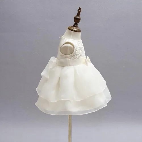 Miniatura 7 de BabyCheer Vestido de bautizo para niñas y bebés, falda de encaje con volantes, vestido de bendición, vestido de flores sin mangas, Marfil