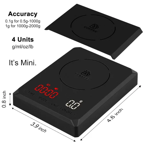 Miniatura 2 de Fuzion Mini báscula de café con temporizador, báscula de café expreso recargable de 4.4 lbs x 0.00 oz de precisión, temporizador de 3 modos