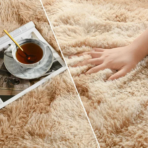 Miniatura 4 de Deerhoo Alfombra de Área Shag, 4 X 6 pies Alfombras de Felpa Teñidas Suaves y Peludas para Sala de Estar, Alfombra Ultra Suave Esponjosa y Peluda
