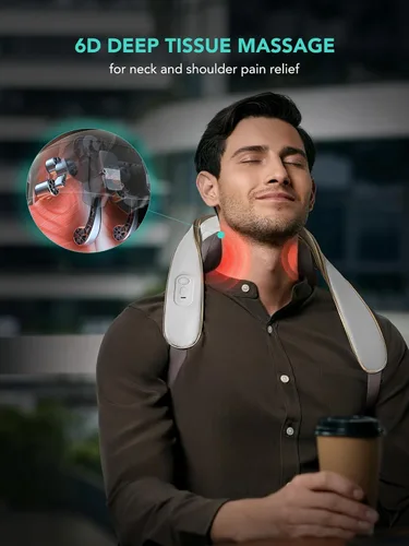 Miniatura 3 de SKG Masajeador de cuello 2025 para aliviar el dolor, tejido profundo 6D amasado con calor, masaje inalámbrico de cuello y hombros, regalo de San