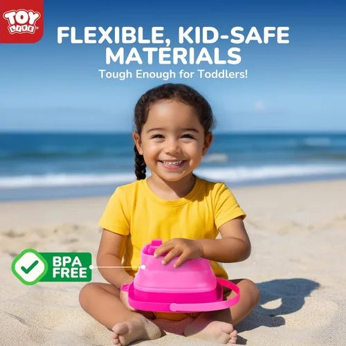 Miniatura 5 de TOY Life 41 piezas de juguetes de playa para niños de 4 a 8 años, juguetes de arena plegables para niños pequeños con cubo de silicona, palas y kit