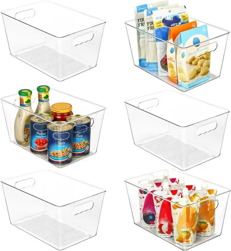 Miniatura 10 de Vtopmart - 2 unidades de contenedores de plástico transparente con asas para organizar y almacenar artículos y alimentos, ideales para cocina