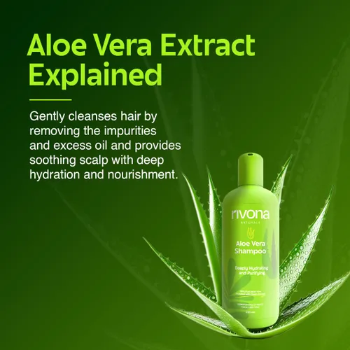 Miniatura 3 de RIVONA NATURALS Champú hidratante de aloe vera 99% puro con neem para cabello dañado, seco y encrespado, orgánico, natural, vegano, sin sulfato