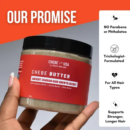 Miniatura 3 de Uhuru Naturals The Original Chebe - Mantequilla para el cabello (16 onzas) – Ayuda a reducir la rotura, apoya la retención de longitud y fortalece