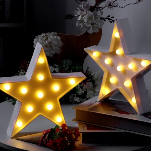 Miniatura 7 de Tarpop 2 piezas de luz nocturna de plástico con forma de estrella, funciona con pilas, luz LED de marquesina, lámpara de pared para sala de cine