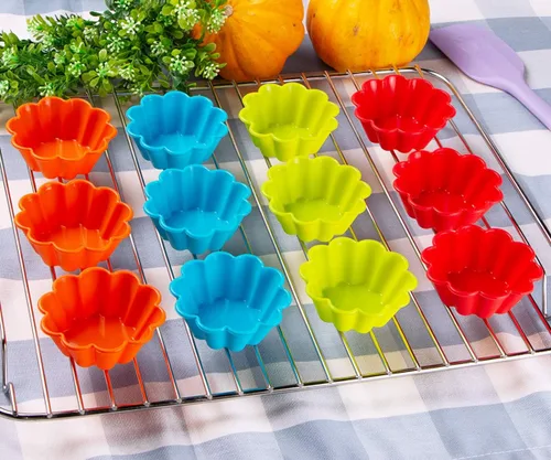 Miniatura 7 de Webake Moldes de silicona para hornear cupcakes, moldes para magdalenas de 3 pulgadas, paquete de 12