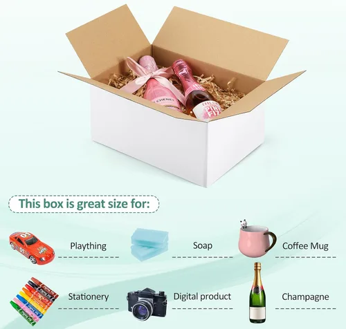 Miniatura 3 de Eupako 10x7x5 - Cajas de envío pequeñas - 30 paquetes - Caja de cartón corrugado blanca - Sobres, cajas de cartón para embalaje para pequeñas Blanco