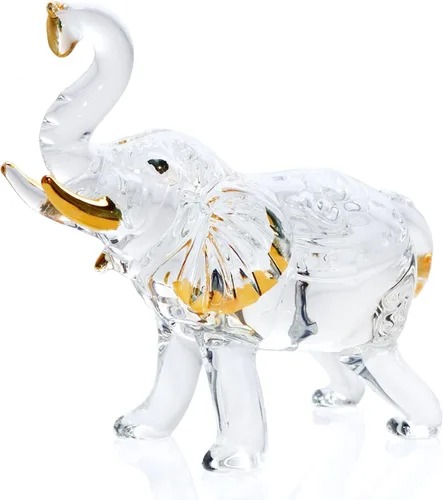 Miniatura 10 de YWHL Figura de Elefante de Cristal y Vidrio Regalos para Mujeres, Estatua de Elefante Colorida Hecha a Mano Decoración Regalo para Amantes