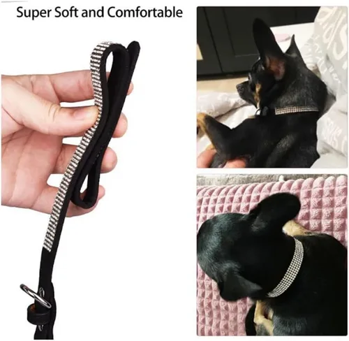 Miniatura 5 de Collar de Perro Pequeño, Collares de Perro con Diamantes de Imitación, Brillantes, Elegantes y con Detalles de Resplandecimiento para Razas XXS, XS