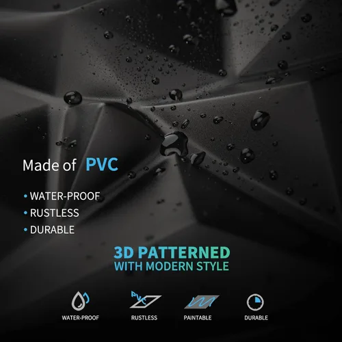 Miniatura 64 de Art3d Panel de Pared de Diamante 3D de PVC Dentado a Juego-Negro Mate, para Decoración Interior Residencial y Comercial Diamante mate negro