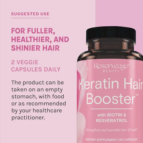 Miniatura 5 de Tratamiento de queratina de Reserveage Nutrition con biotina y resveratrol para cabello, AA1140, 1, 1