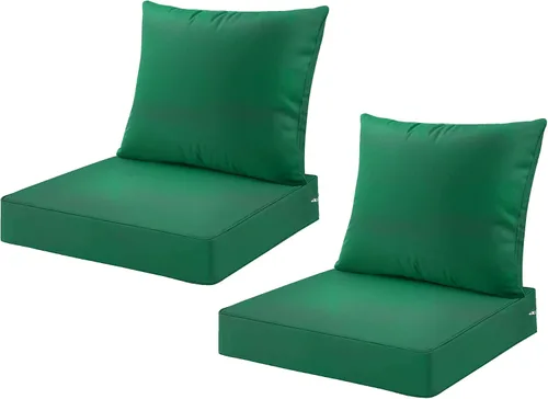 Miniatura 17 de ARTPLAN Juego de 2 cojines de asiento profundo con respaldo, cojines de sofá para exteriores para todo tipo de clima, tela de poliéster, espuma