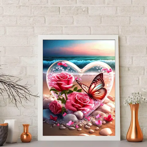 Miniatura 6 de SOTYIOO Kits de pintura de diamantes para adultos. Arte de diamantes de mariposa y flores, arte de diamantes de taladro completo, arte de gemas