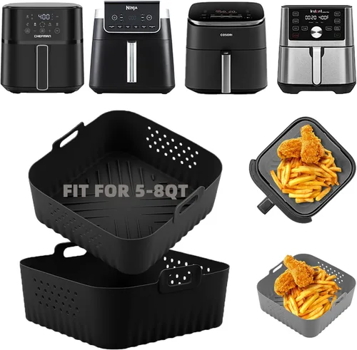 Miniatura 7 de LYHOLKEER Forros de silicona para freidora de aire Chefman de 6 cuartos de galón, Instant Pot Vortex Plus 6QT XL, 1 cesta cuadrada de silicona