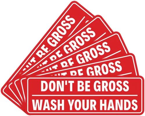 Miniatura 15 de Letrero estándar para puerta o pared, diseño de "Don't Be Gross ("Wash Your Hands"), color negro, mediano