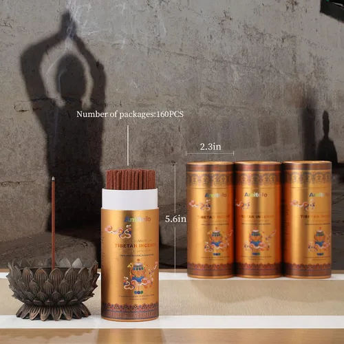 Miniatura 5 de Varillas de incienso tibetano – Monjes del Tíbet Meditación Natural Curación Incienso de la Paz (160 varillas) Receta secreta de incienso budista