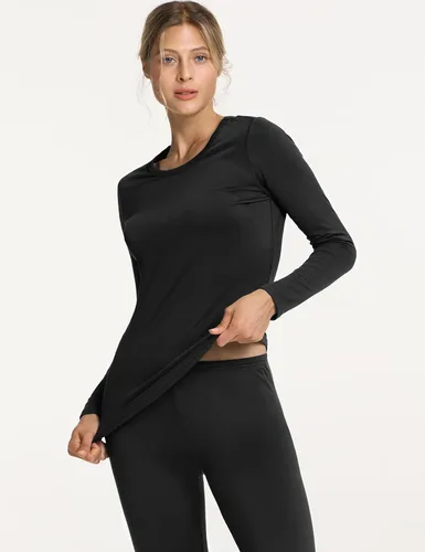 Miniatura 3 de TSLA Conjunto de ropa interior térmica para mujer, vellón suave, pantalones largos, primera capa cálida para invierno, parte superior e inferior