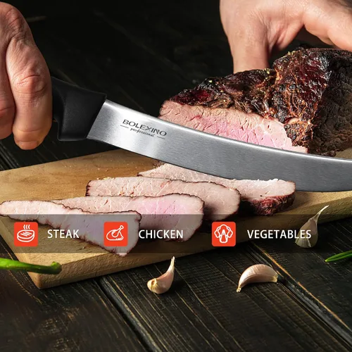 Miniatura 6 de Cuchillo de carnicero curvado de 8 pulgadas con mango ergonómico, buena nitidez para cortar carne de filete de carne, acero inoxidable japonés