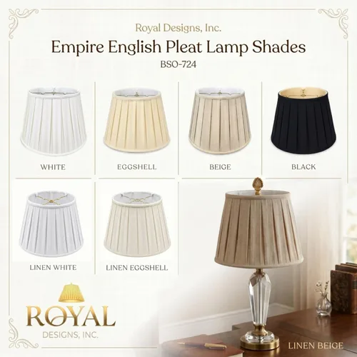Miniatura 6 de Royal Designs, Inc. Empire English Pleat Lamp Shade, BSO-724-14BG, 10 x 14.5 x 10, Beige