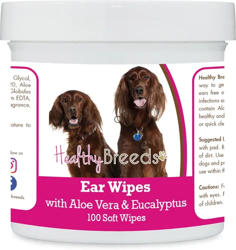 Miniatura 129 de Healthy Breeds Pastor alemán, silla de montar, toallitas de limpieza de oídos con aloe y eucalipto para perros, 100