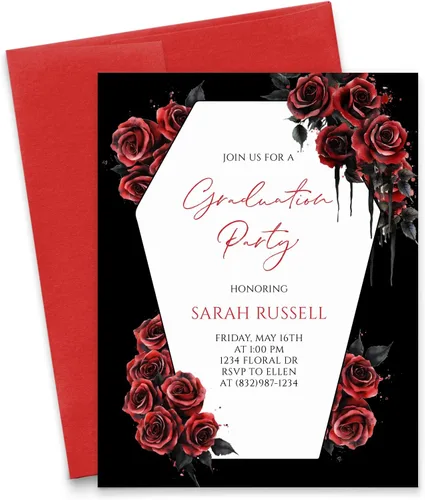Miniatura 11 de Modern Pink Paper Invitaciones para fiesta de graduación con gorra y diploma 2025, invitaciones personalizadas para fiesta de graduación con borde